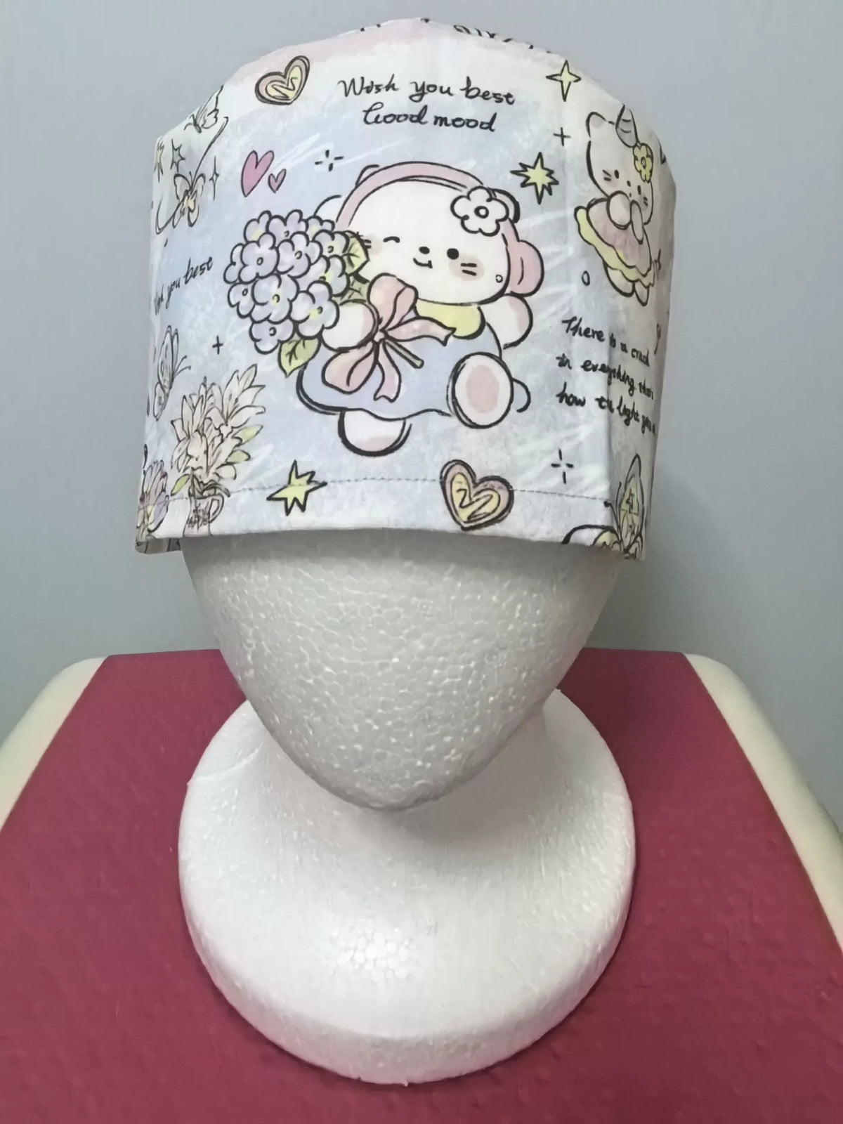 Gorro Cirúrgico de Algodão com Estampa de Gato Pastel