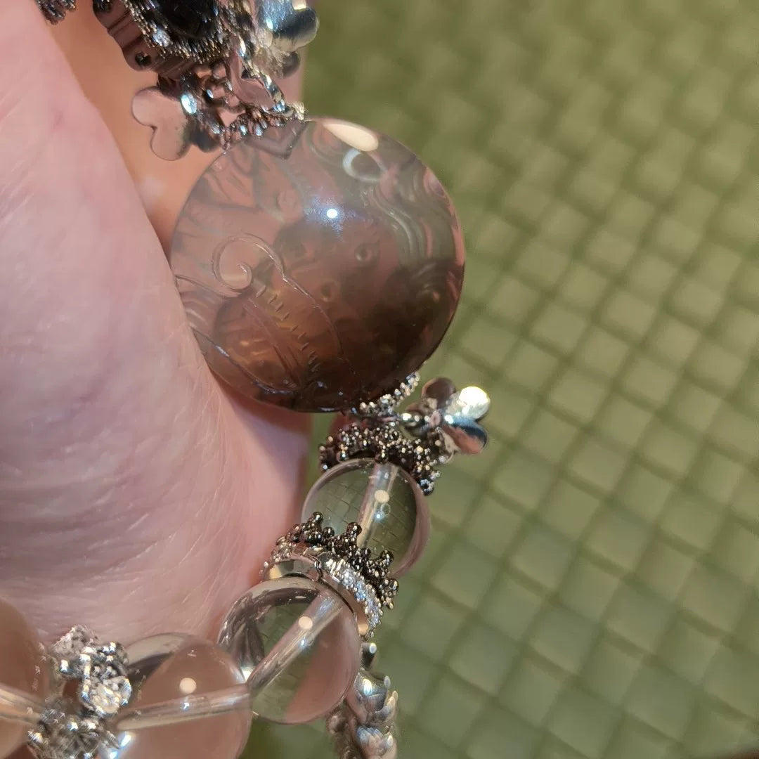Rookkwarts Gesneden Kralenarmband