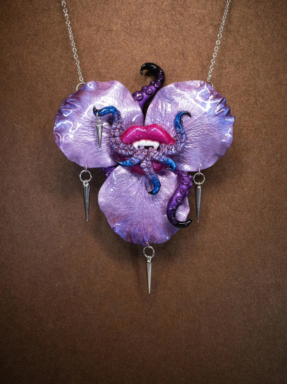 Cthulhu Tentacle Lips Spike Brooch Pendant