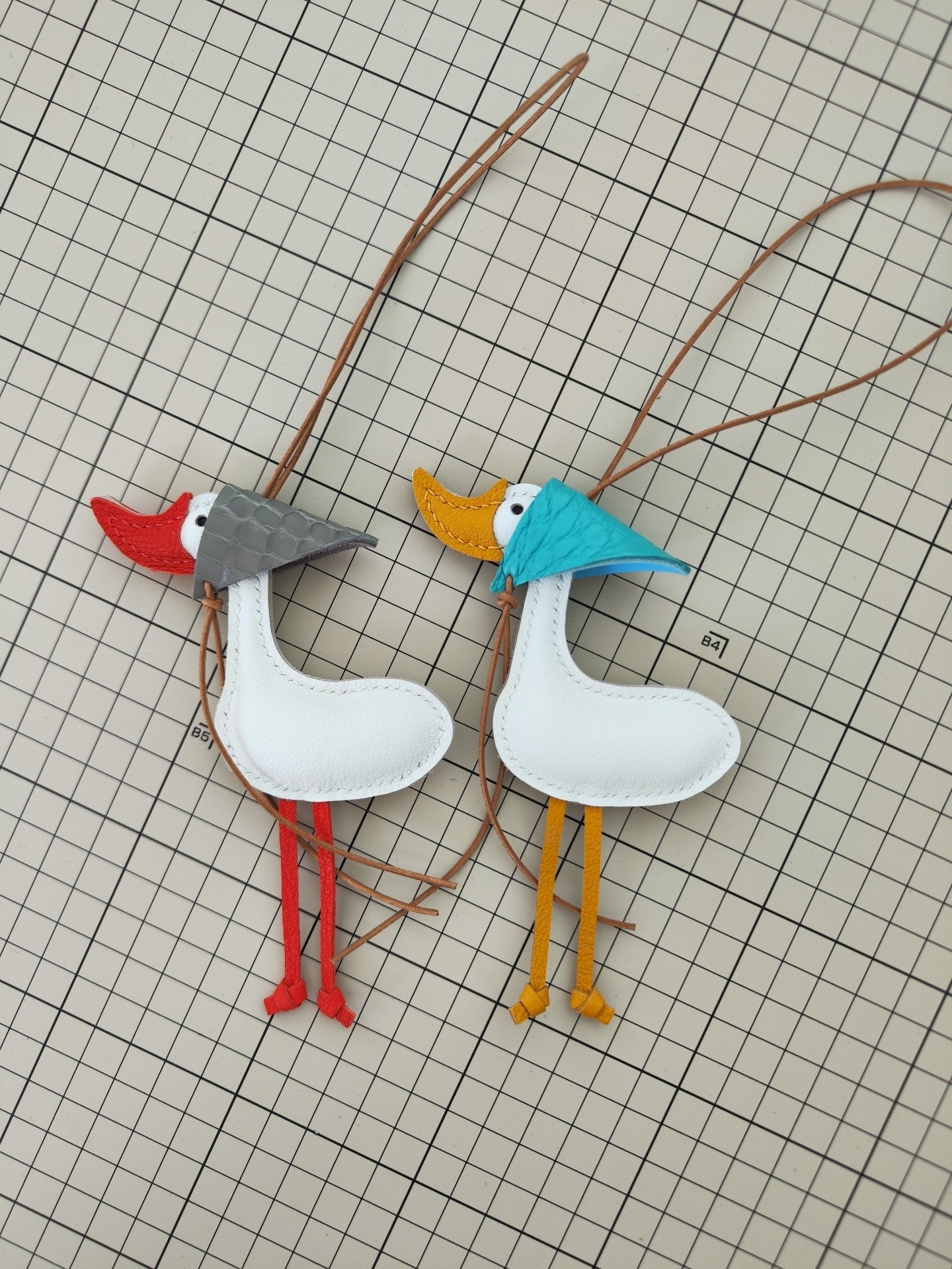 Handmade Leather Lucky Duck Keychain Bag Charm