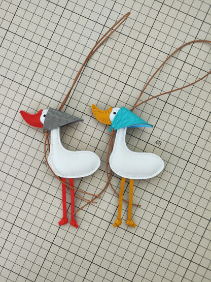 Handmade Leather Lucky Duck Keychain Bag Charm