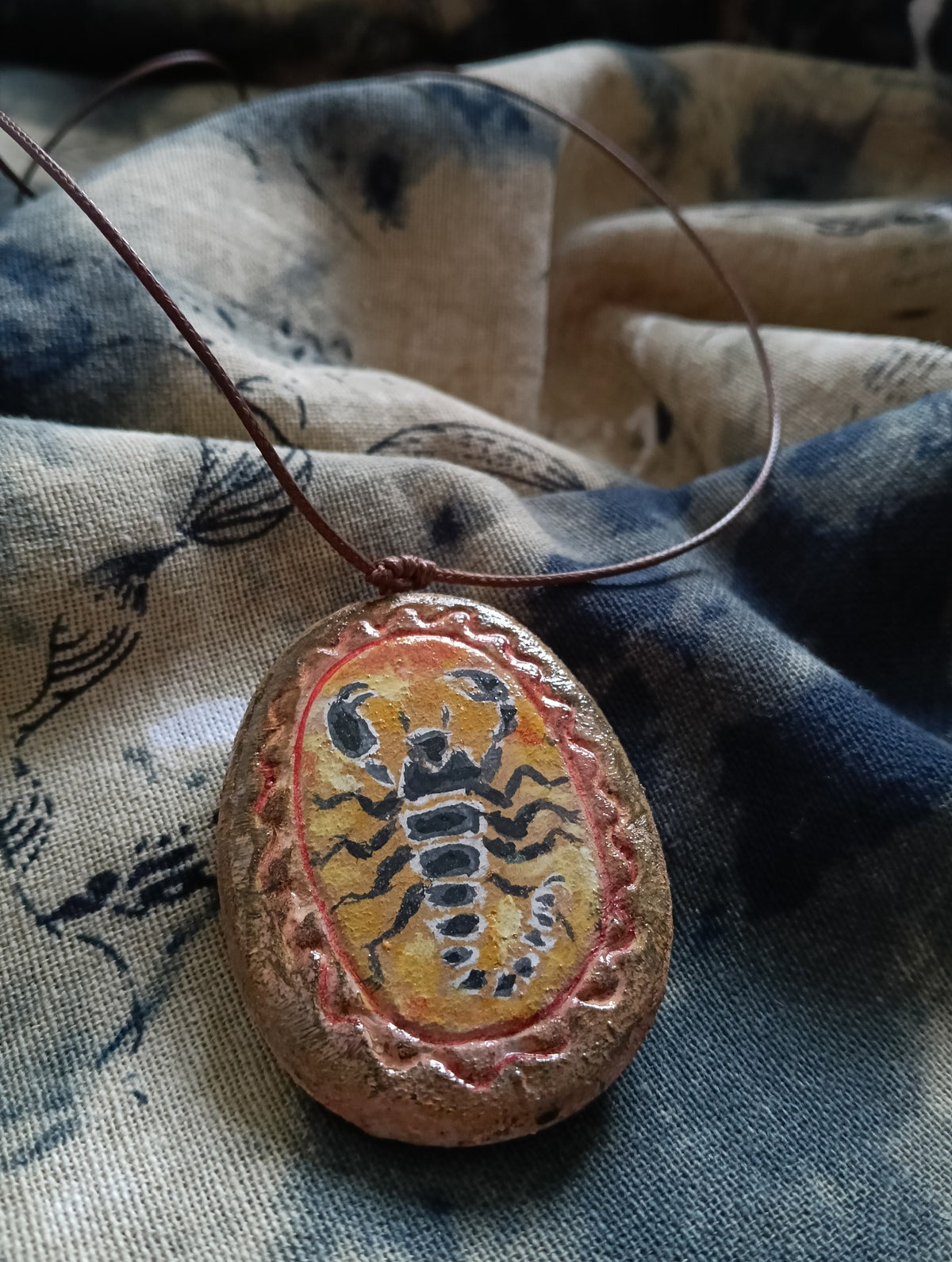 Handmade Clay Scorpion Totem Pendant Necklace