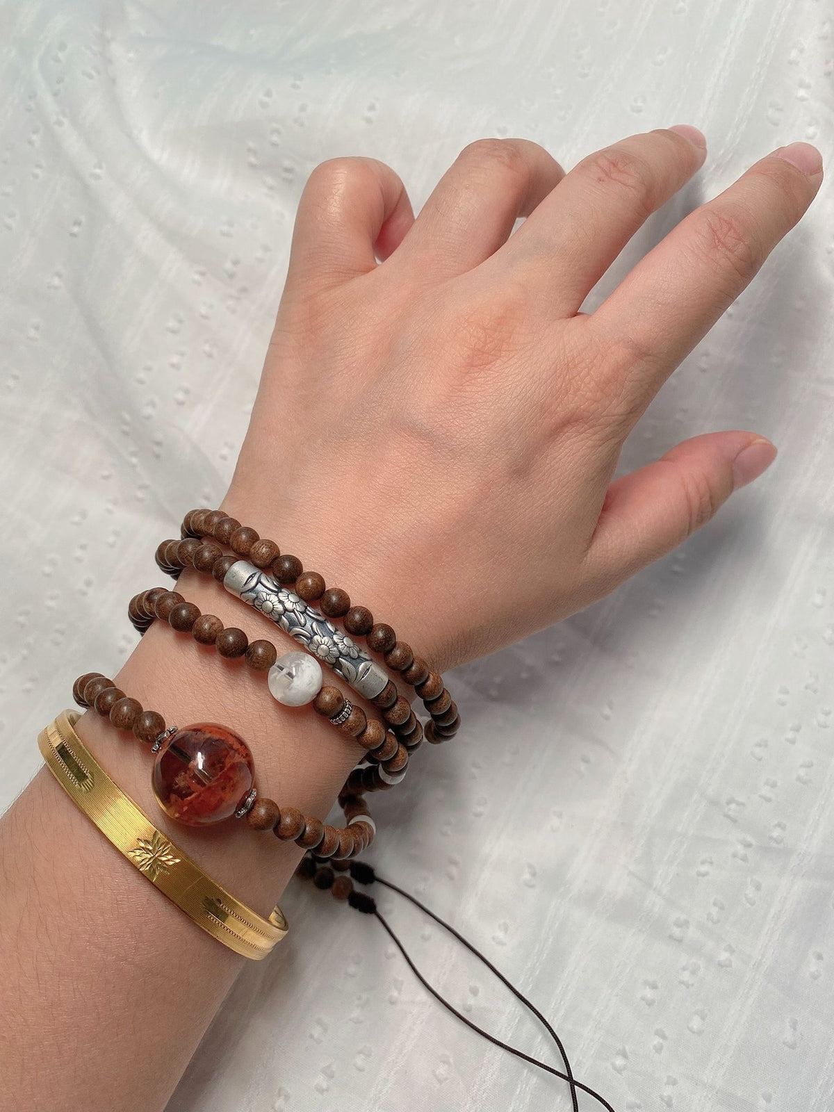 Agarwood Bracelet with Red Fire Phoenix Bead