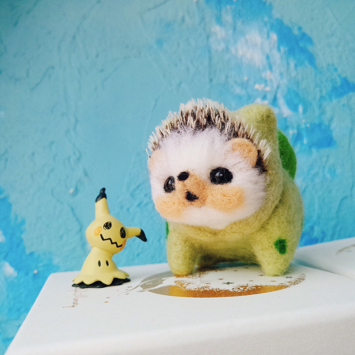 Needle Felted Hedgehog Bulbasaur Figurine 7cm