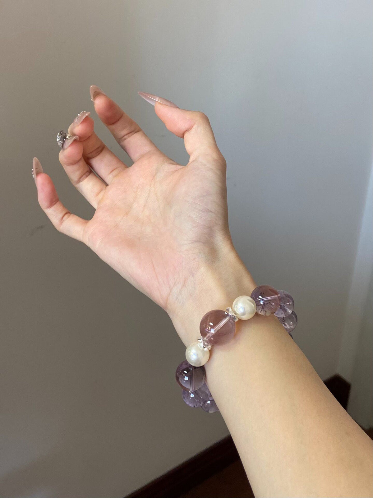 Bolivia Purple Crystal Beaded Bracelet 14-18mm