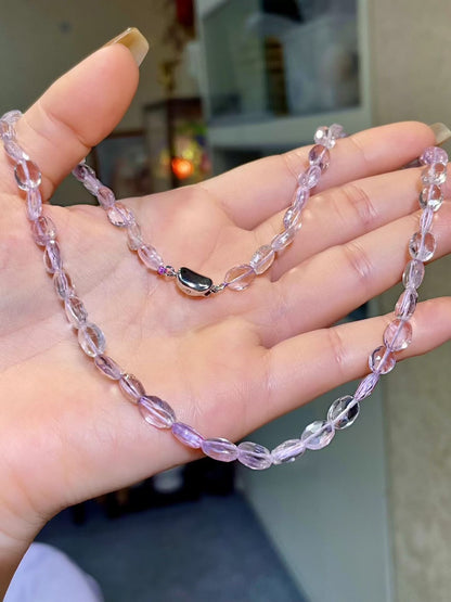 Light Purple Faceted Crystal Bead Necklace, 42cm