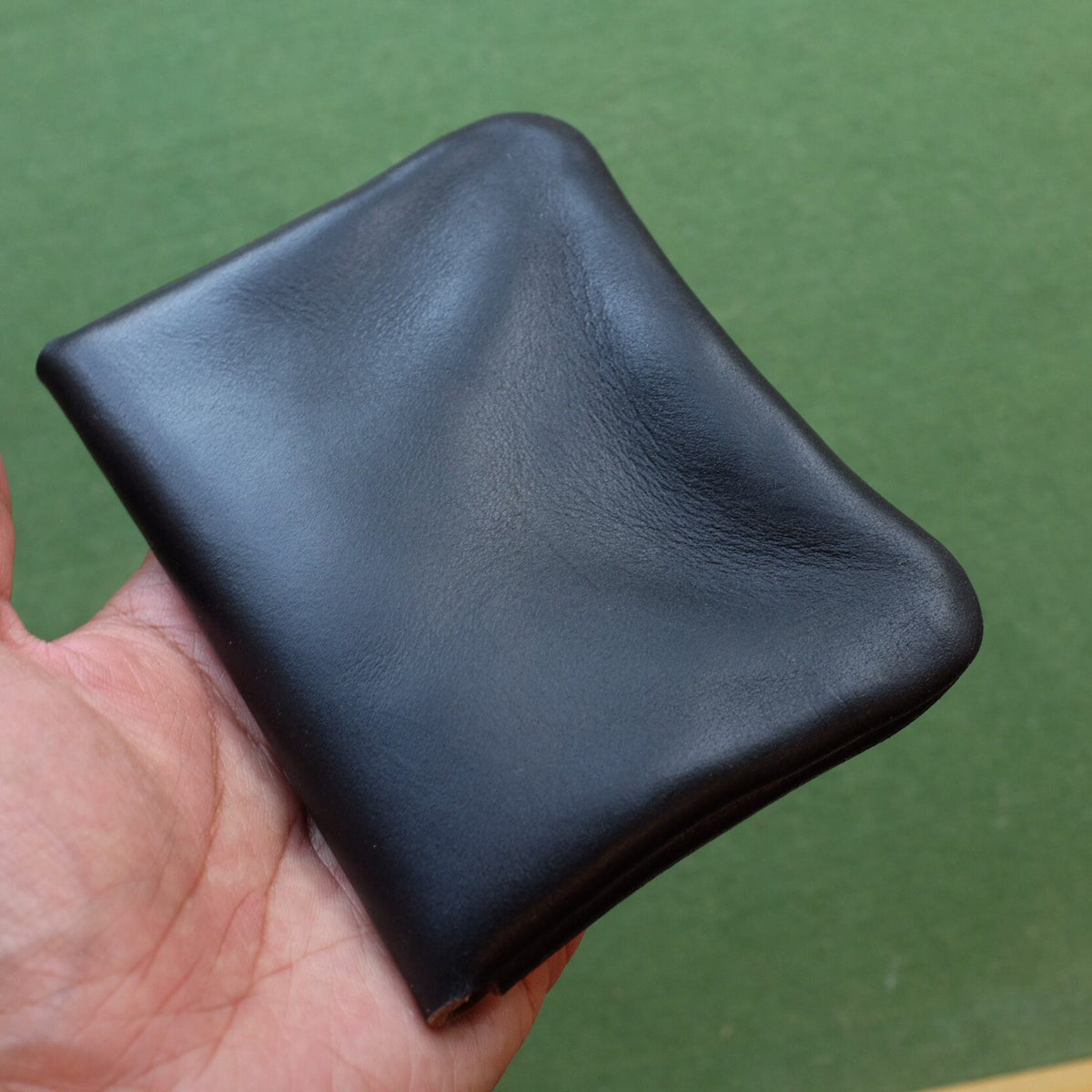 Matte Black Leather Pouch with Brass Snap Button