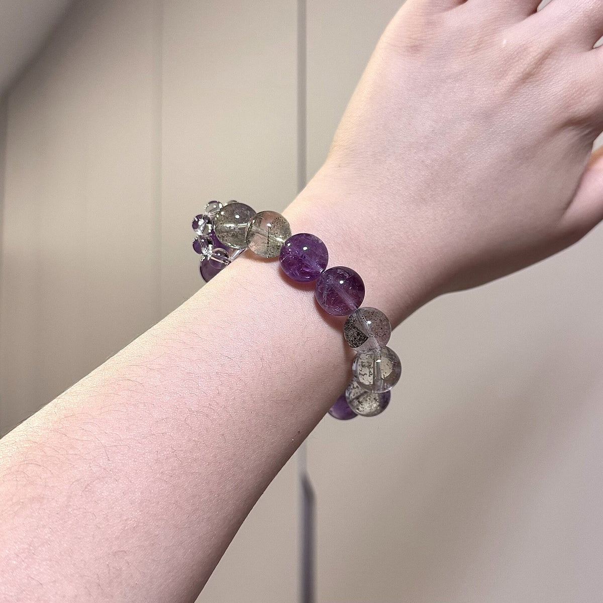 Green Phantom Quartz Amethyst Beaded Bracelet