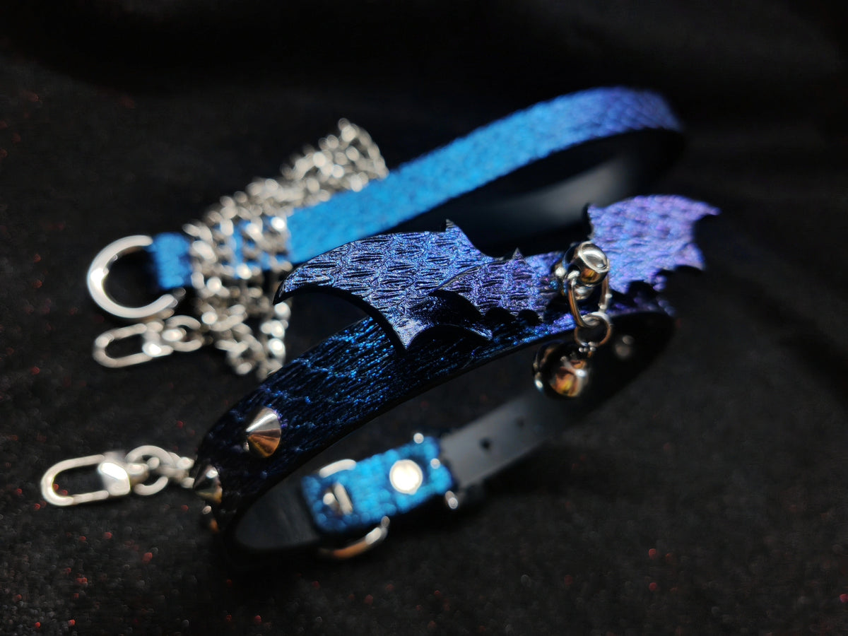 Blauw-violet Slangenprint Vleermvle Halsband voor Huisdier