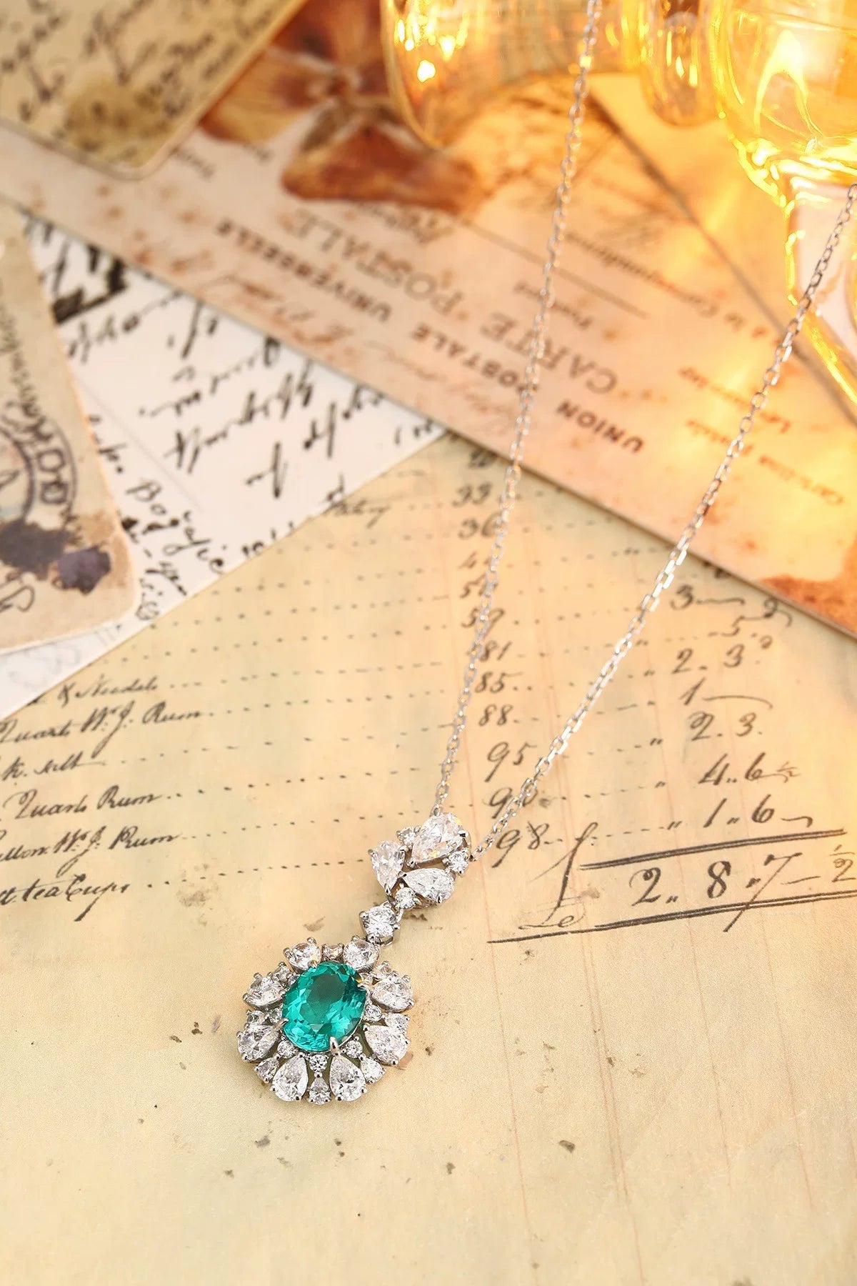 Collier Émeraude de Laboratoire Argent S925
