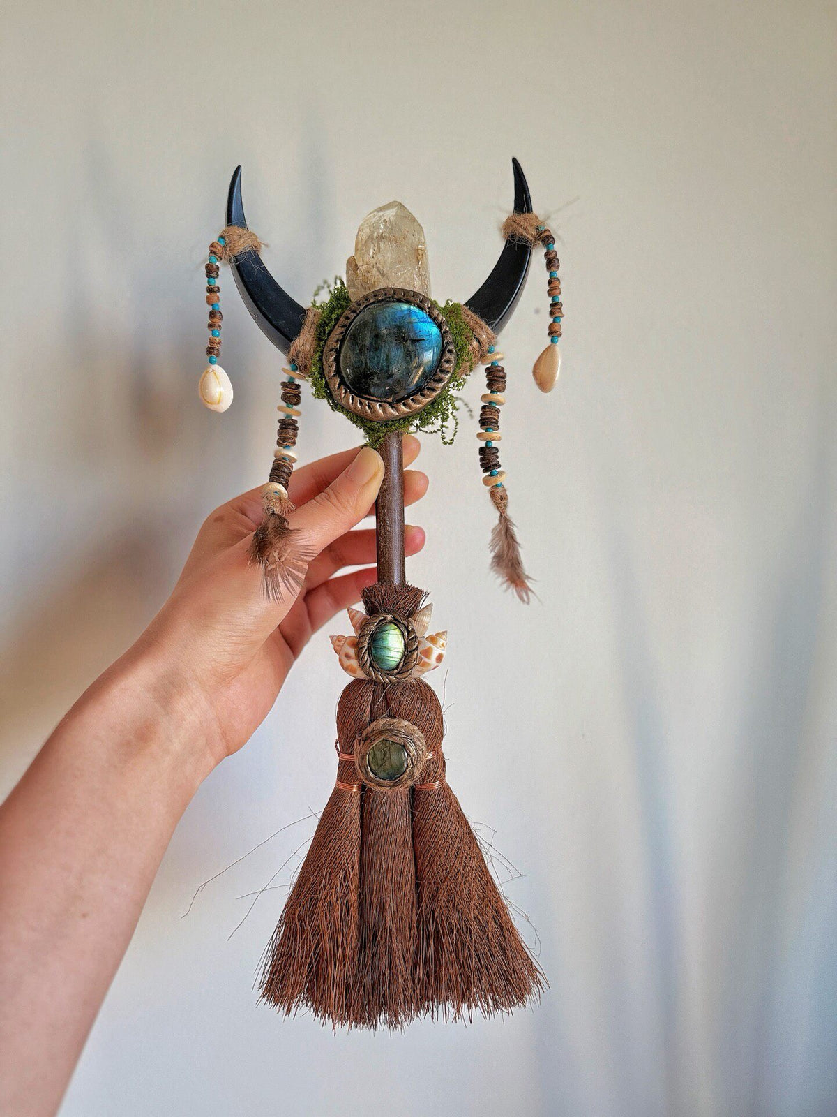 Witch Crystal Dusting Broom Wand Labradorite