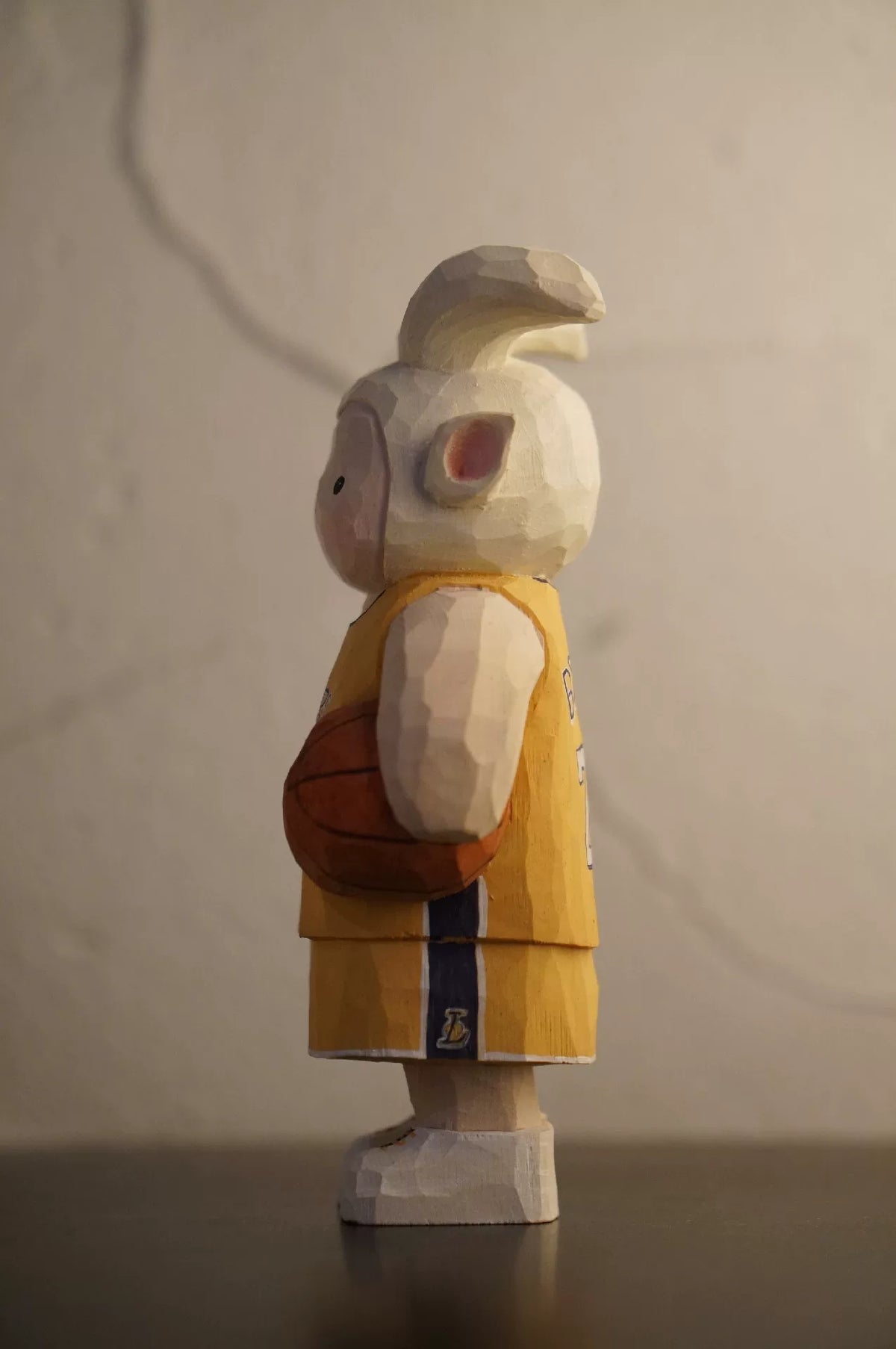 Hand Carved Wooden Basketball Lamb Figurine