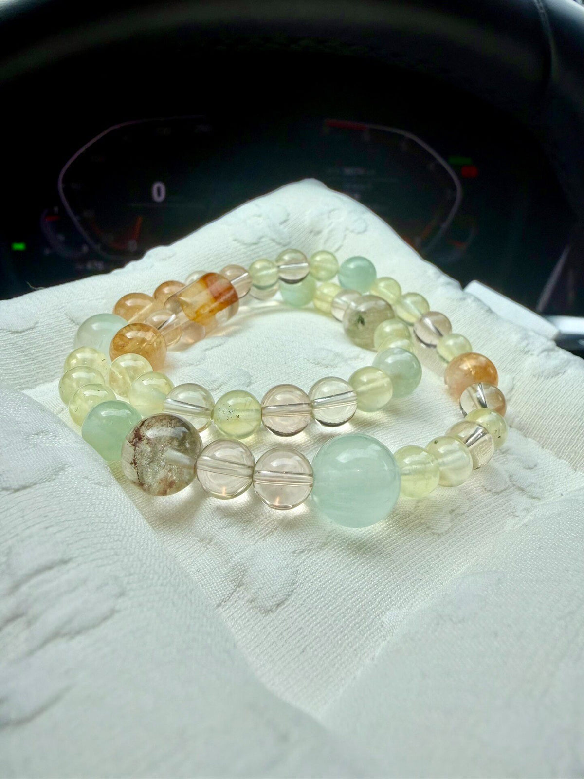 Natural Stone Double Loop Beaded Bracelet