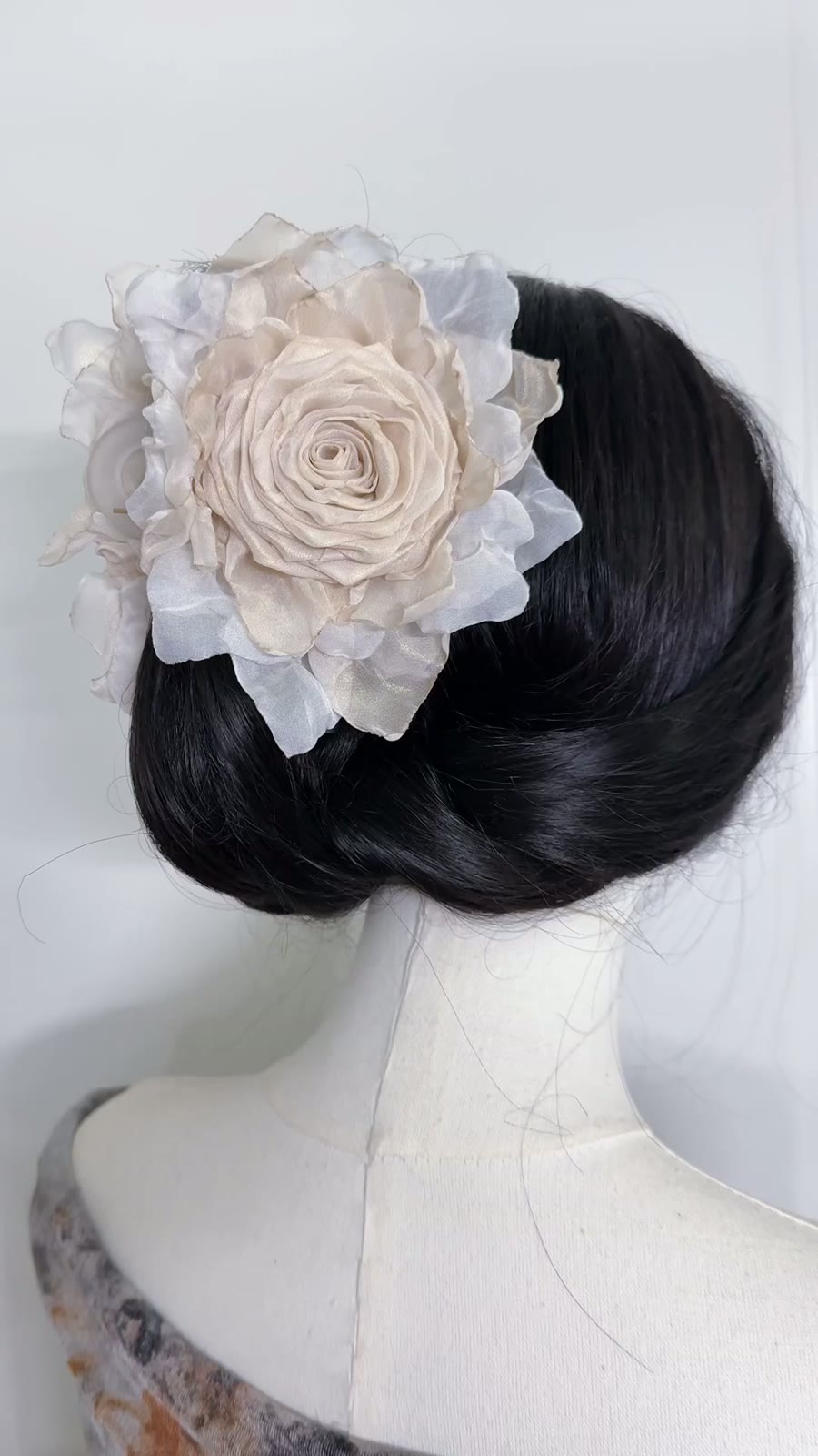 Three Rose Fabric Hair Claw Clip
