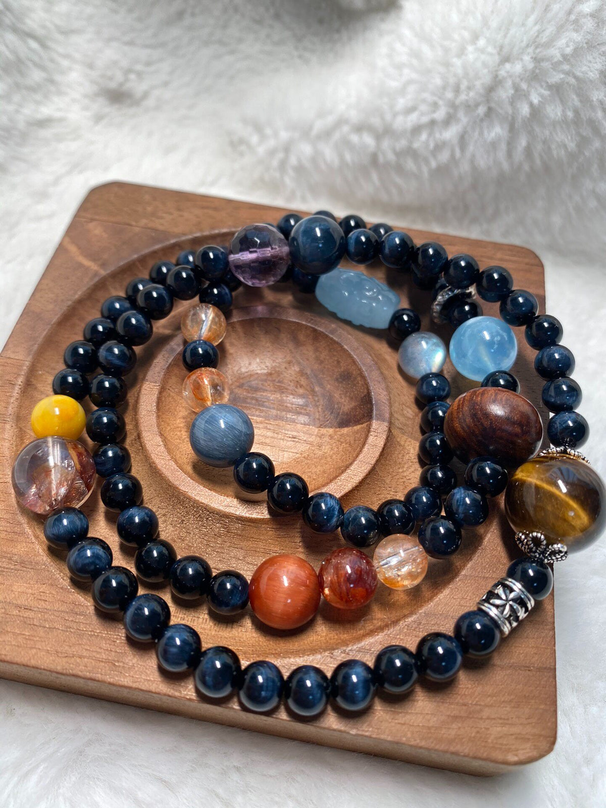 Blue Tiger Eye Triple Wrap Bracelet