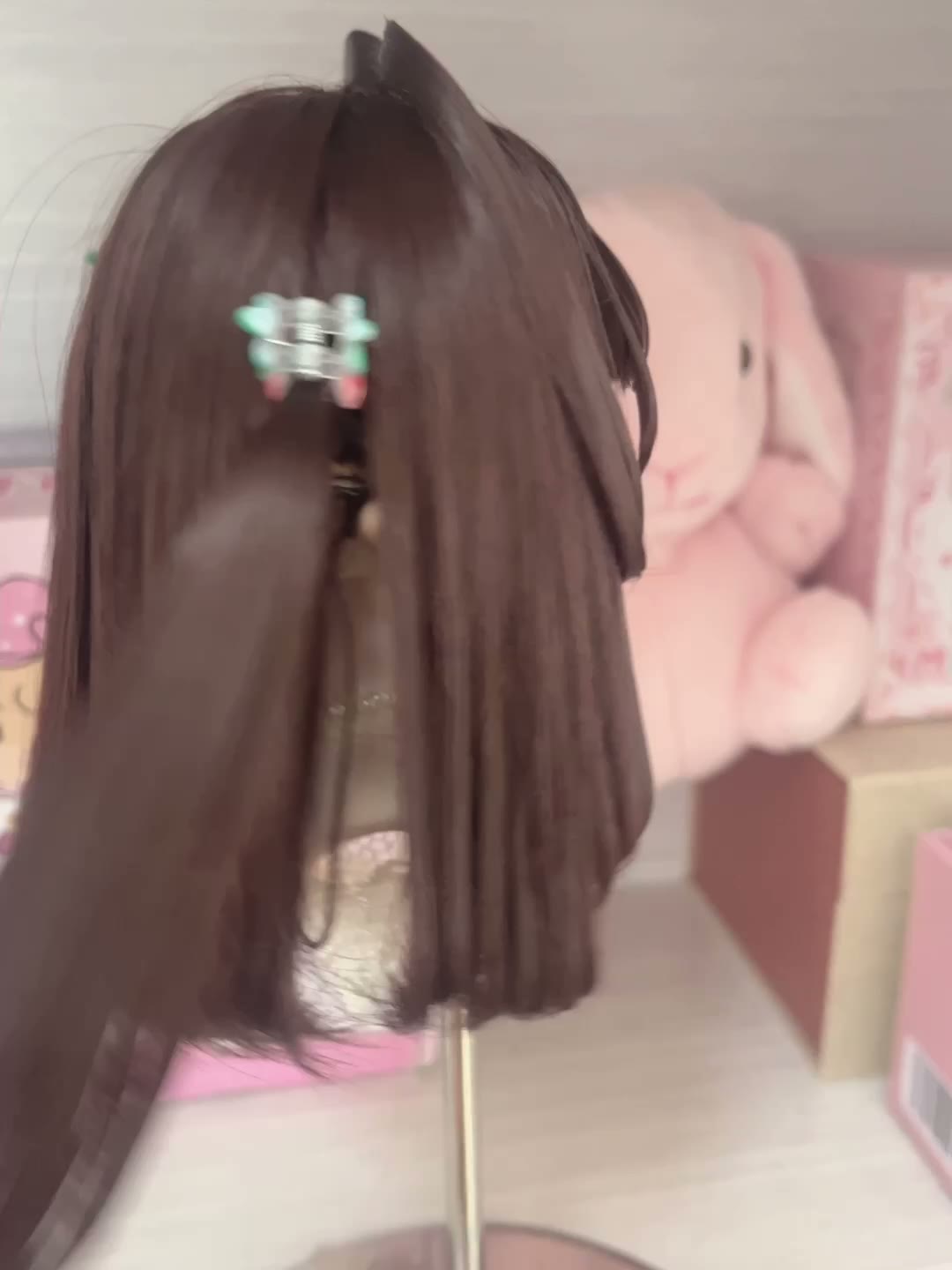 Dark Brown Twin Tail Doll Wig
