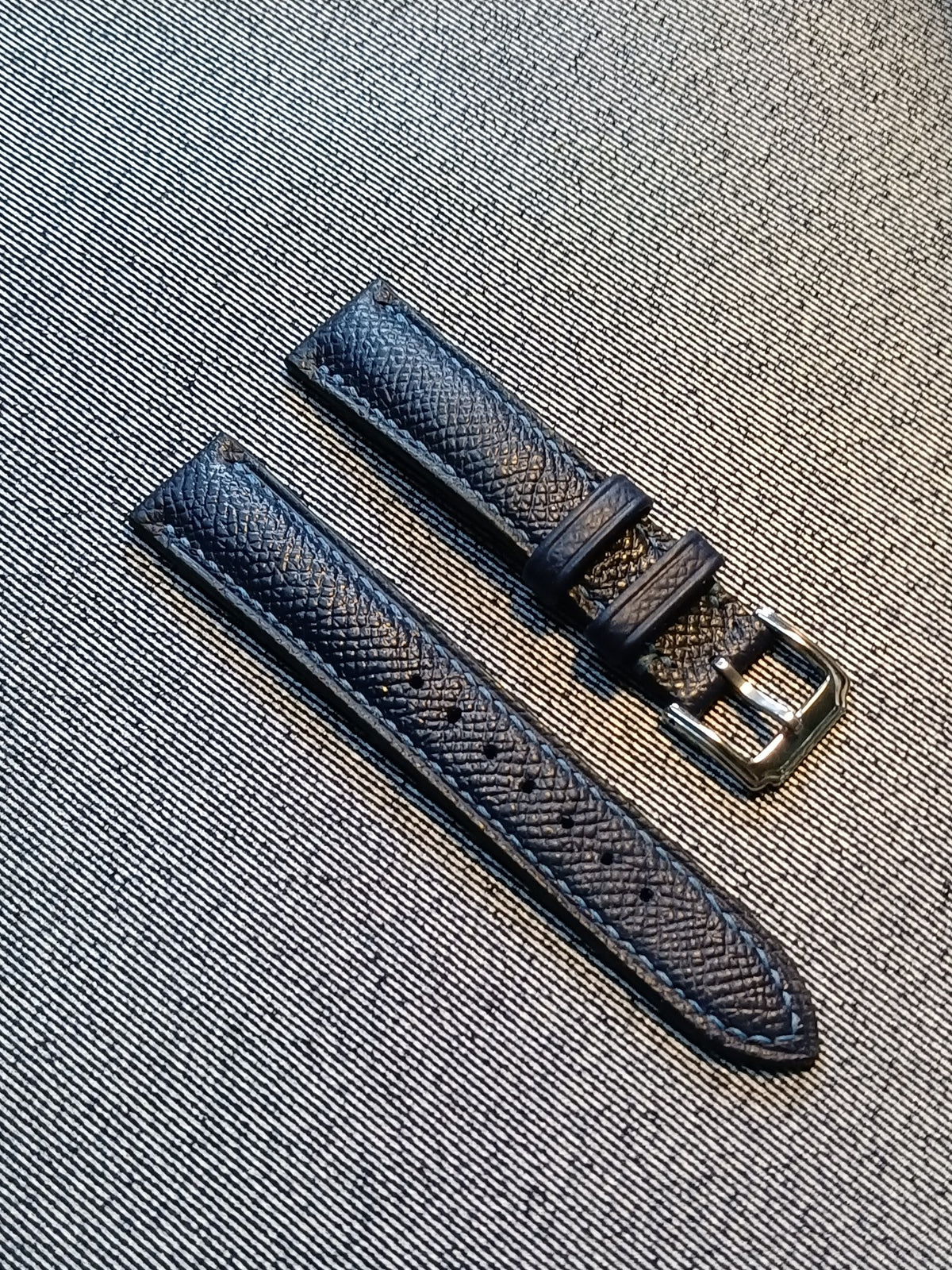 Epsom Leather Watch Strap Deep Navy 18mm
