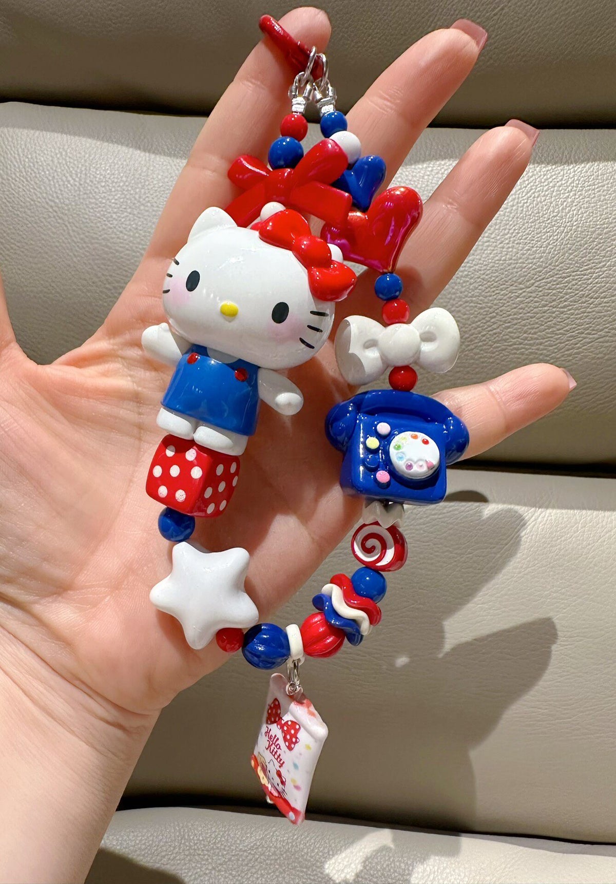 Hello Kitty Red White Blue Beaded Chain