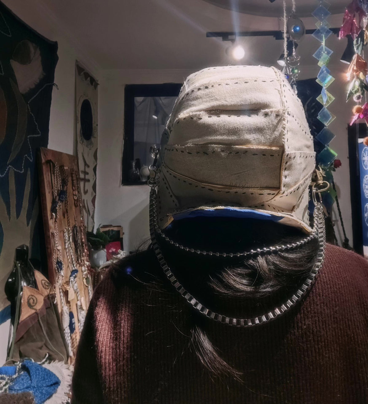 Handcrafted Alien Helmet with Blue Visor