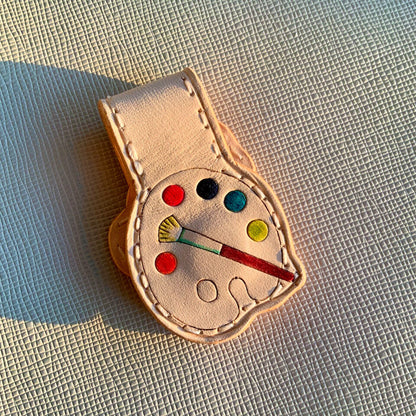 Handcrafted Leather Magnetic Bookmark with Artist Character Design