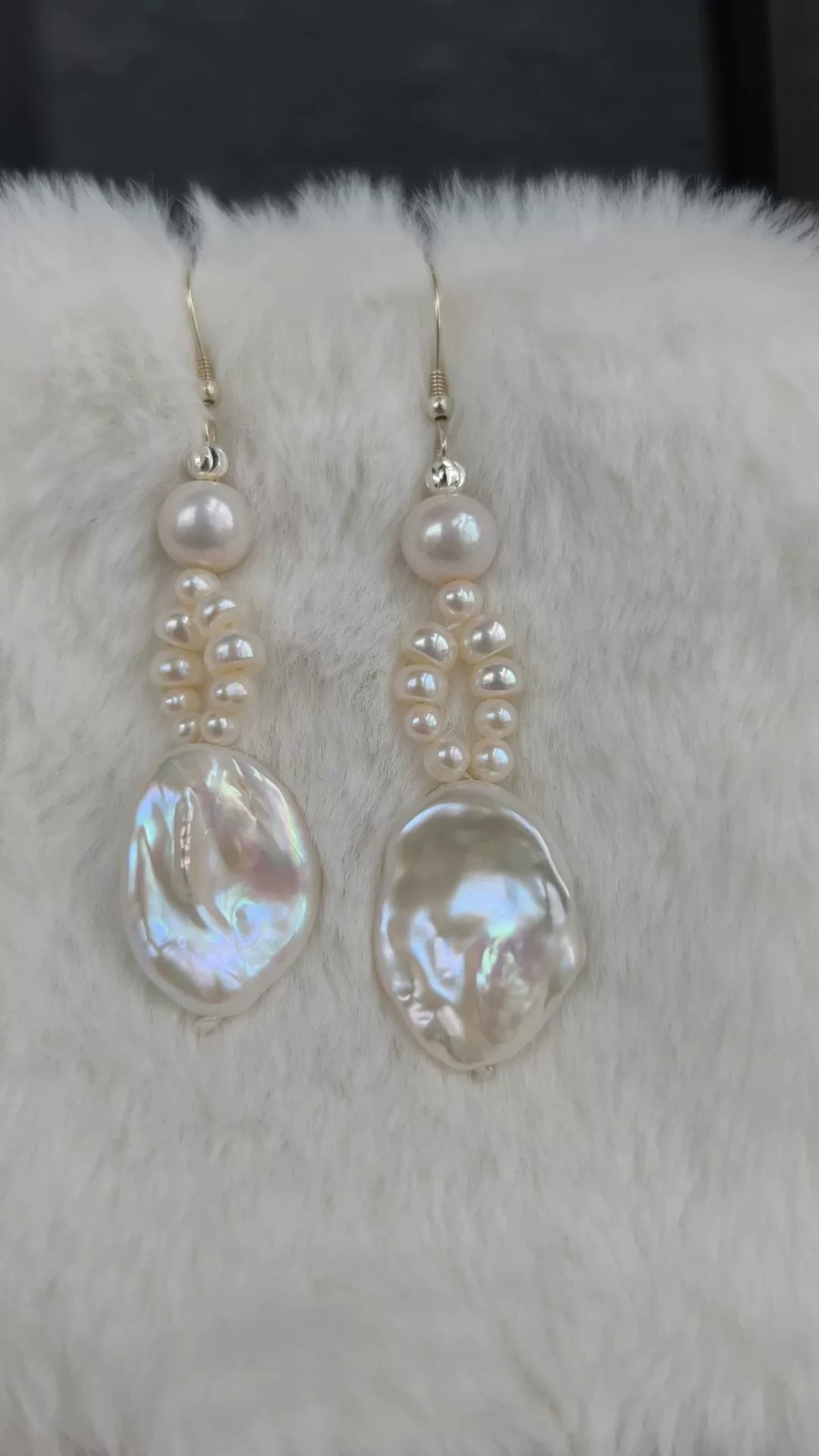 Baroque Freshwater Pearl Dangle Earrings 925 Silver