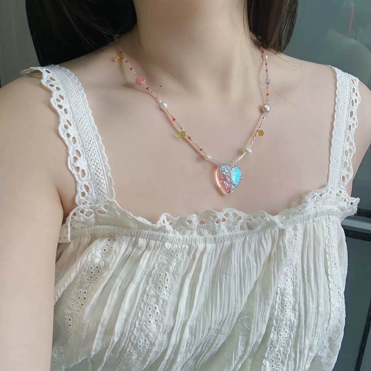 Collar de Mostillas con Corazón de Melocotón para Suéter