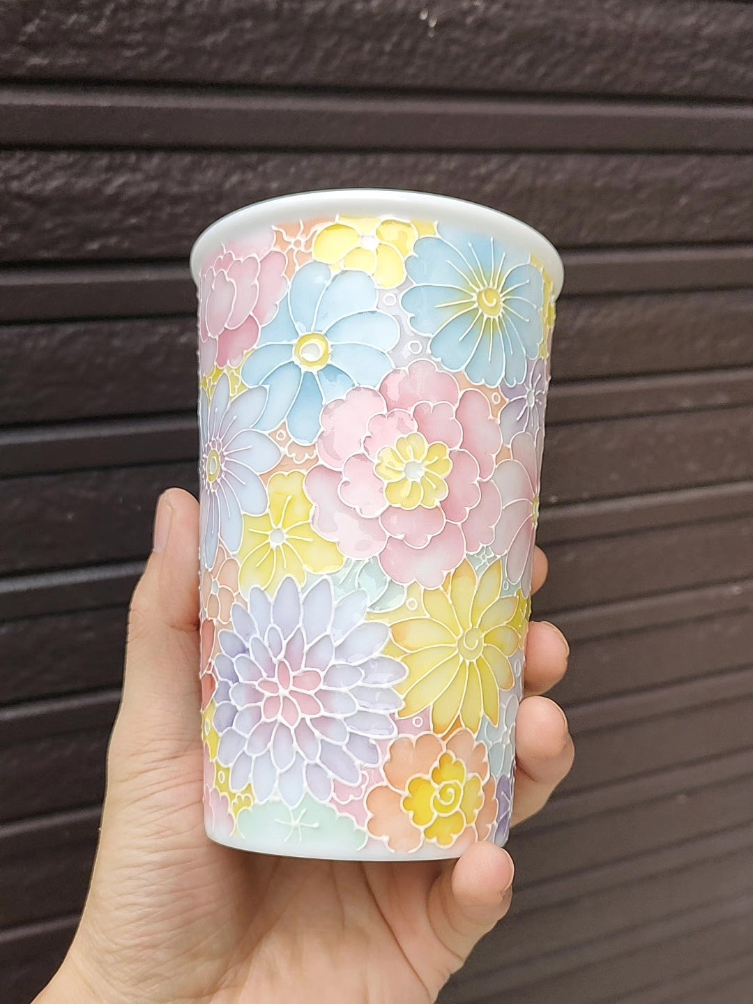 Jade Clay Underglaze Five Color Floral Ceramic Mug