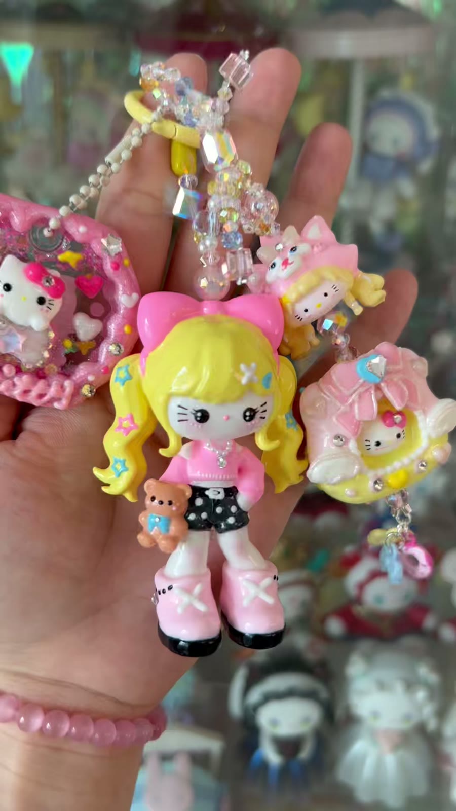ハンドメイド ハローキティ ドール スマチャーム キーホルダー