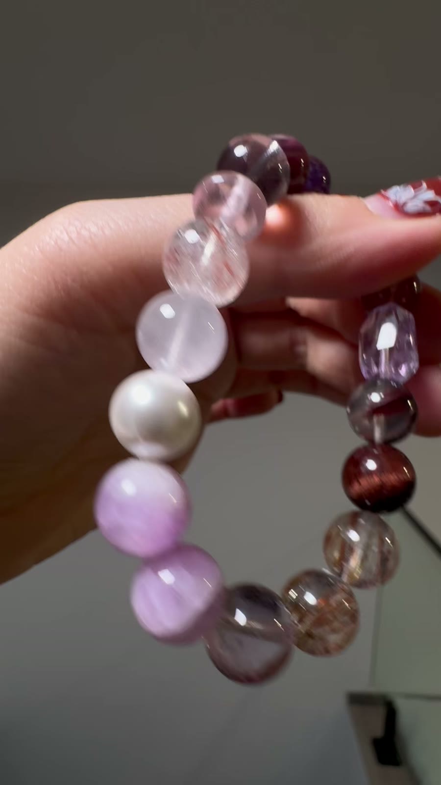 Amethyst Beaded Bracelet 10mm Mixed Gemstones
