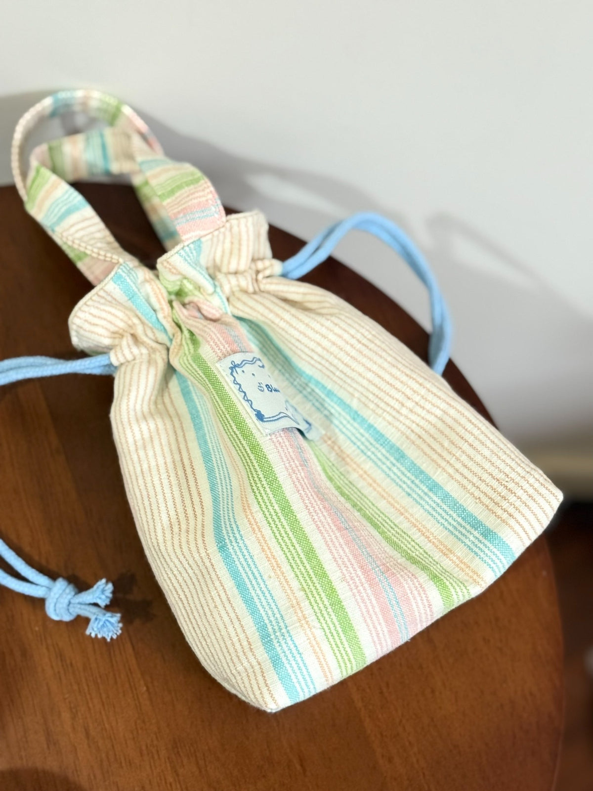ハンドメイド アースクロス ストライプ ドローーストバッグ
