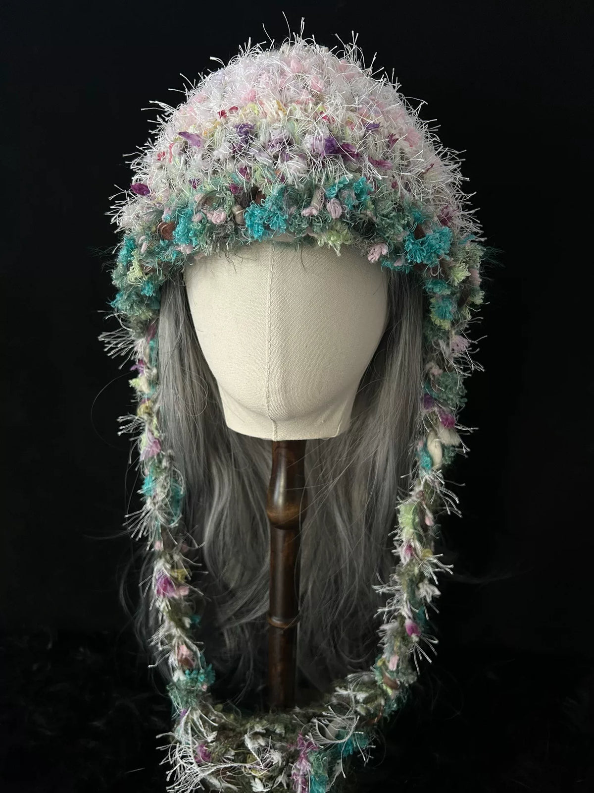 Hand Crocheted Pastel Textured Yarn Hat