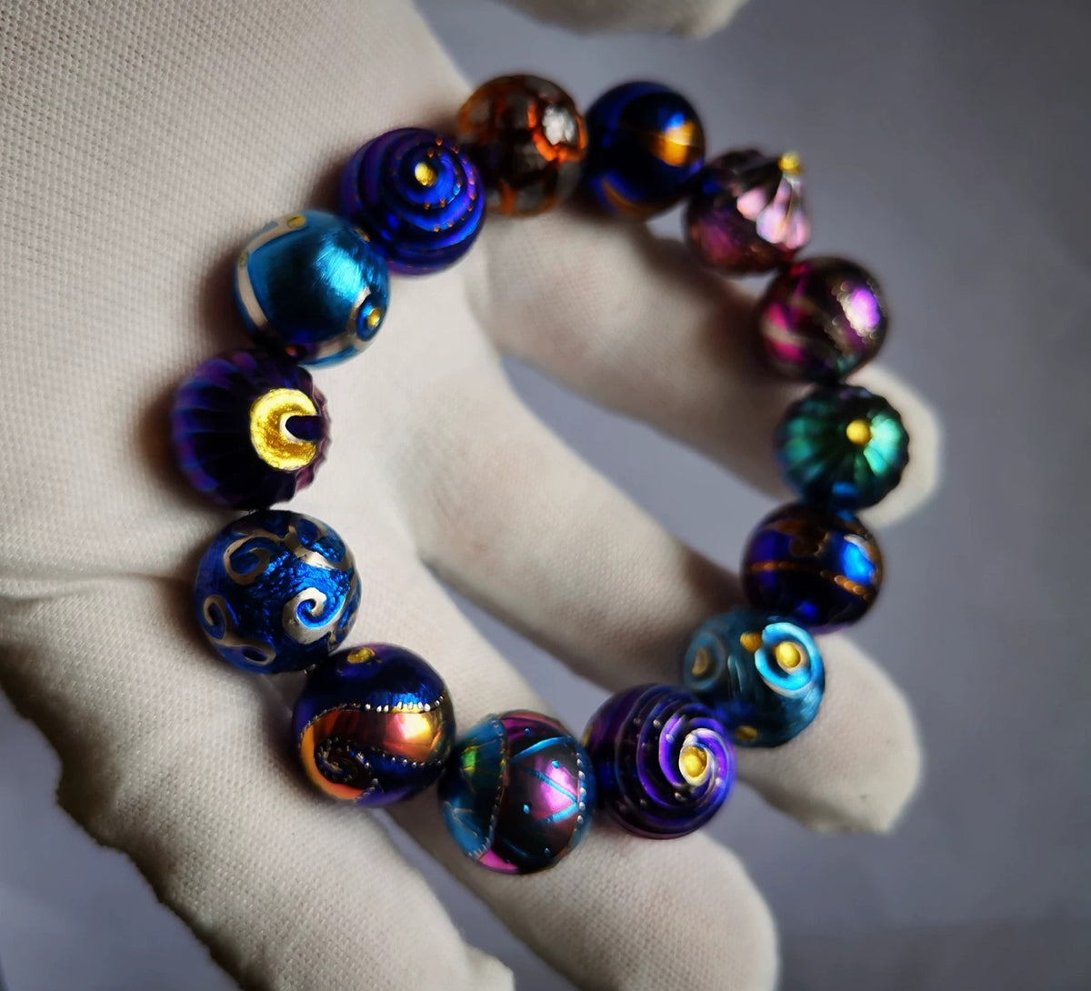 Titanium Alloy Meteorite Bead Bracelet