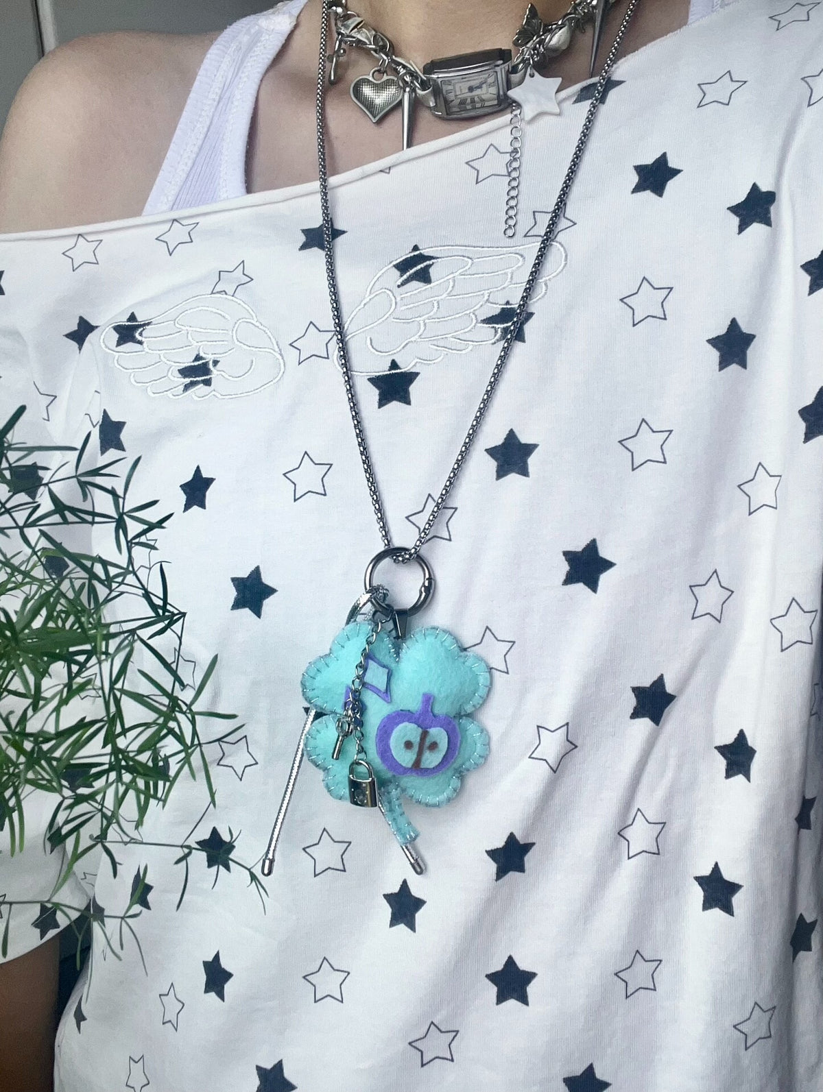 Felt Clover Pendant Necklace