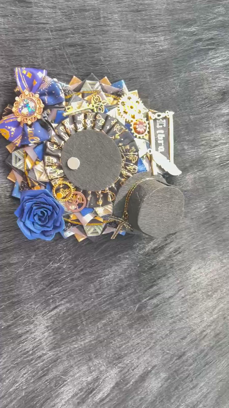 Steampunk Libra Badge Display Stand with Top Hat