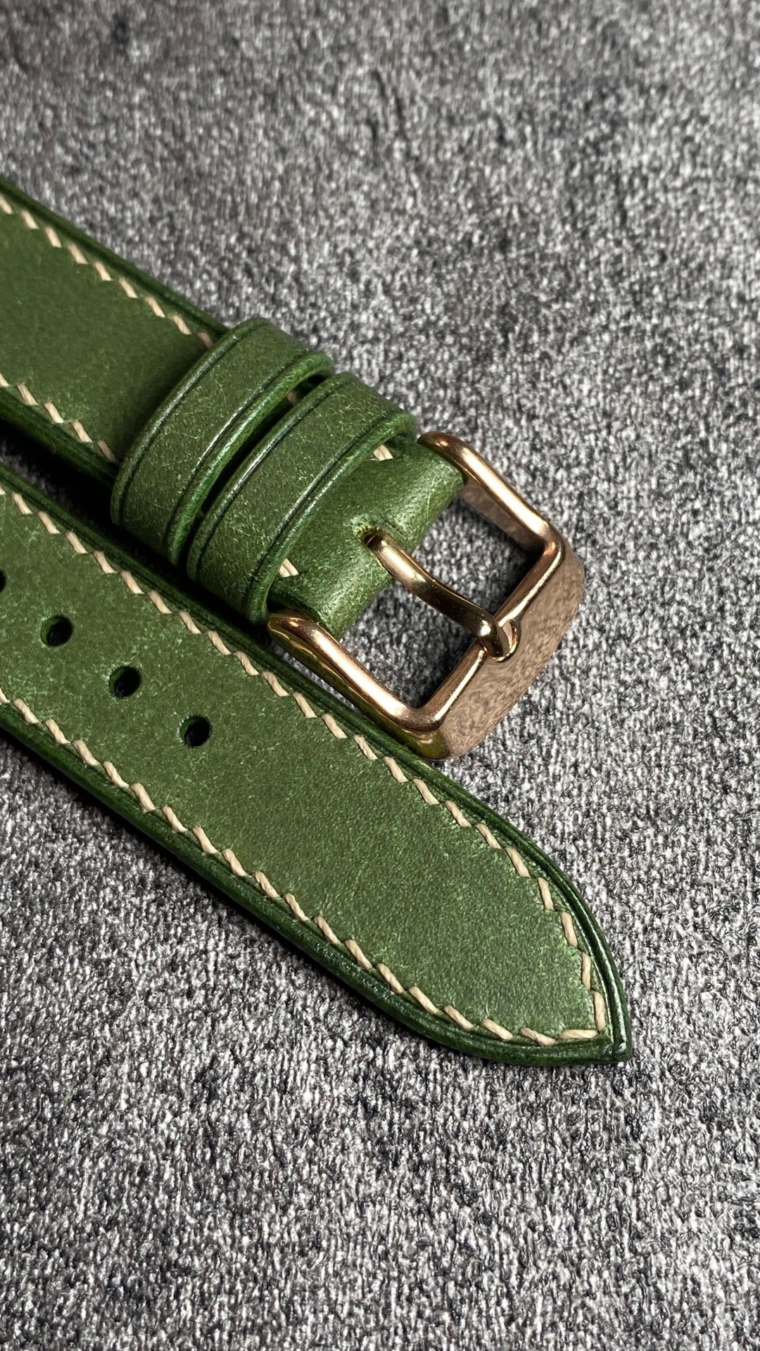 Handcrafted Green Leather Watch Strap