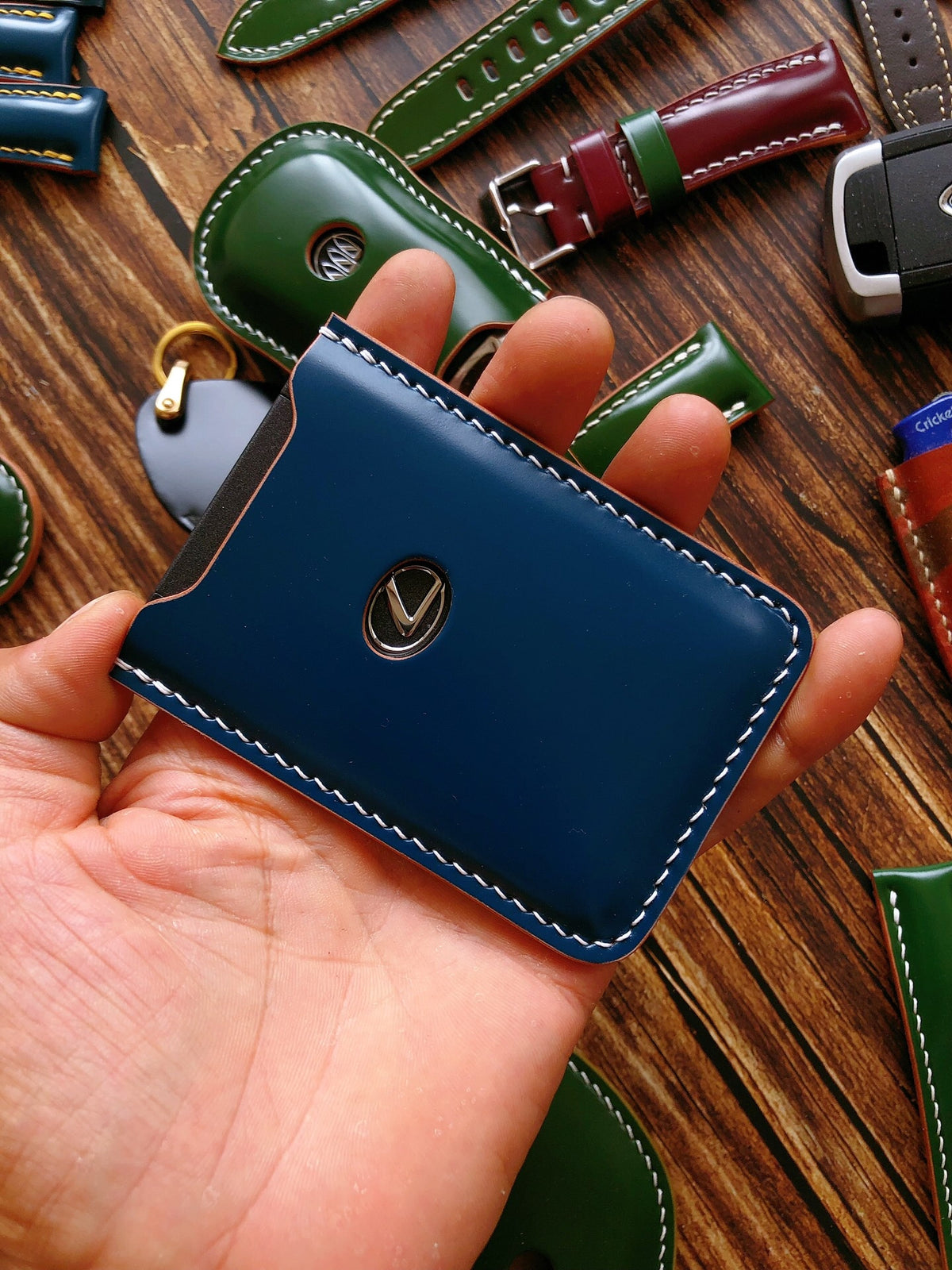 Handcrafted Shell Cordovan Card Key Case for Lexus