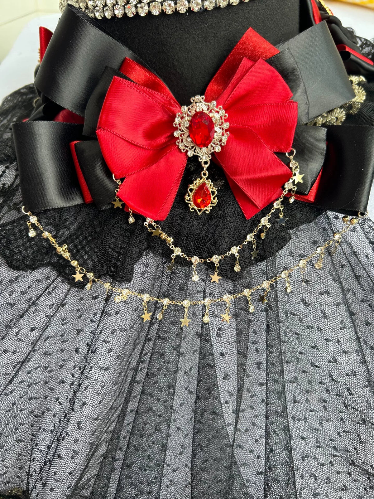 Cilindretto Gothic Lolita Nero e Rosso