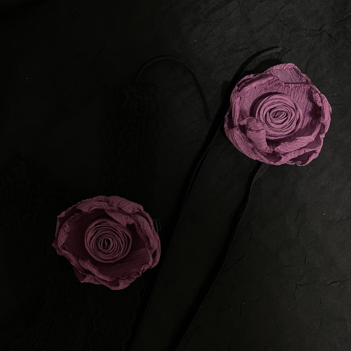 Purple Velvet Rose Neck and Wrist Tie