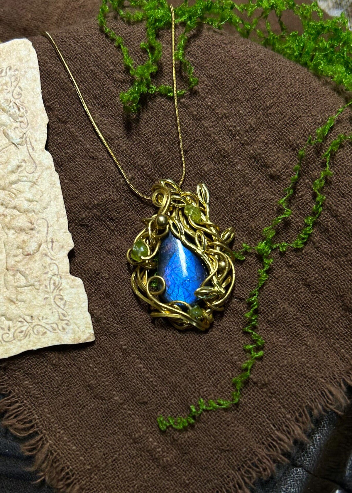 Labradorite Wire Wrapped Pendant Necklace