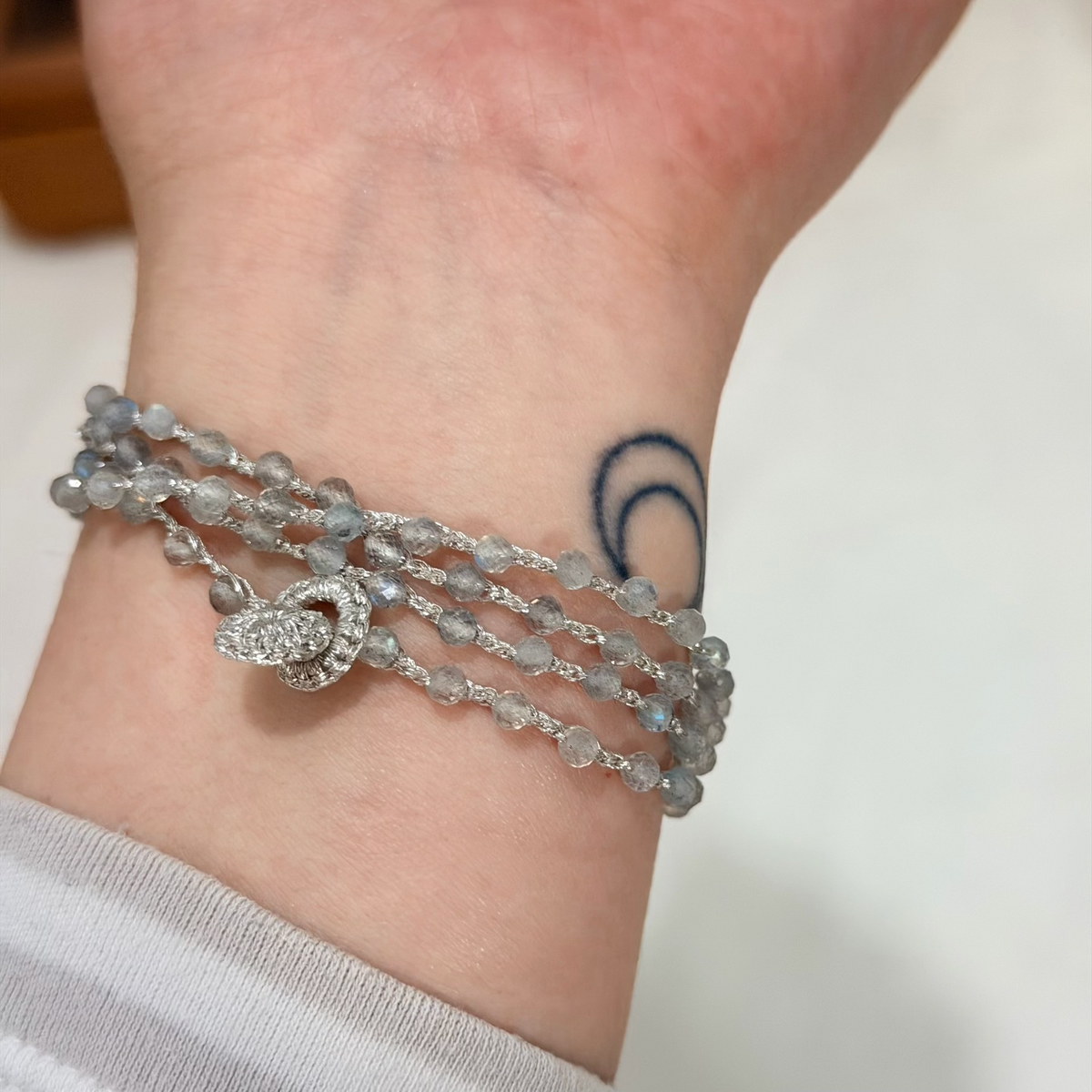 Bracelet-colier crocheté à la main en labradorite