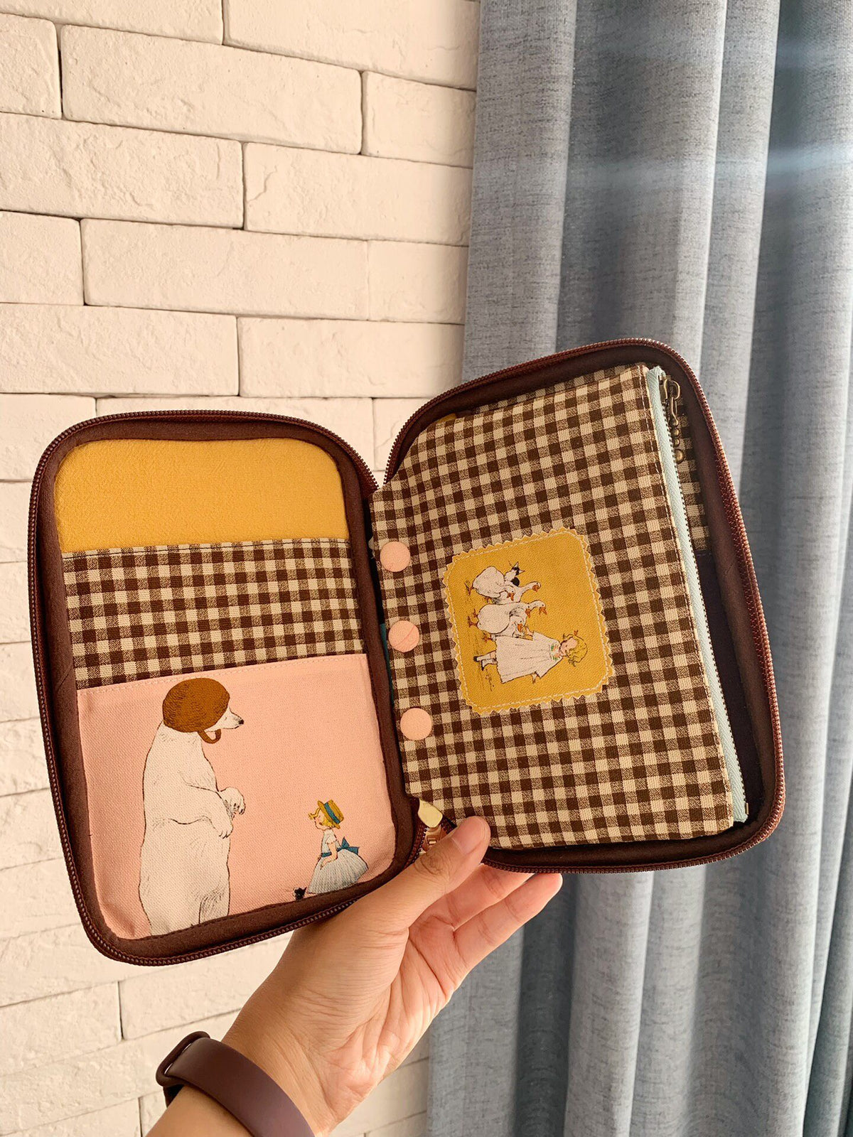 Zippered Oxford Fabric Case with Mermaid Illustration