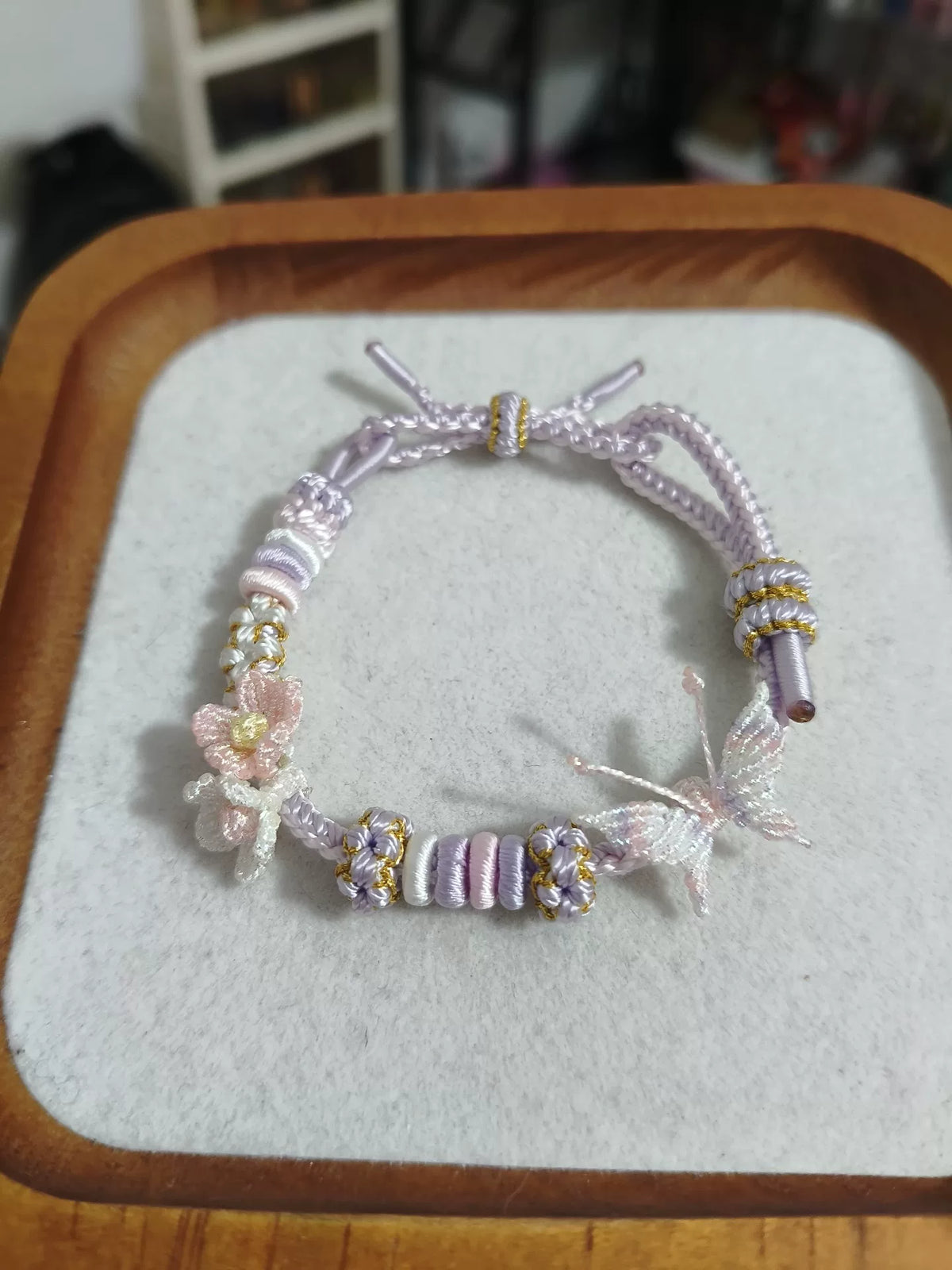 ハンドメイド 編み込みブレスレット パーグラデーション