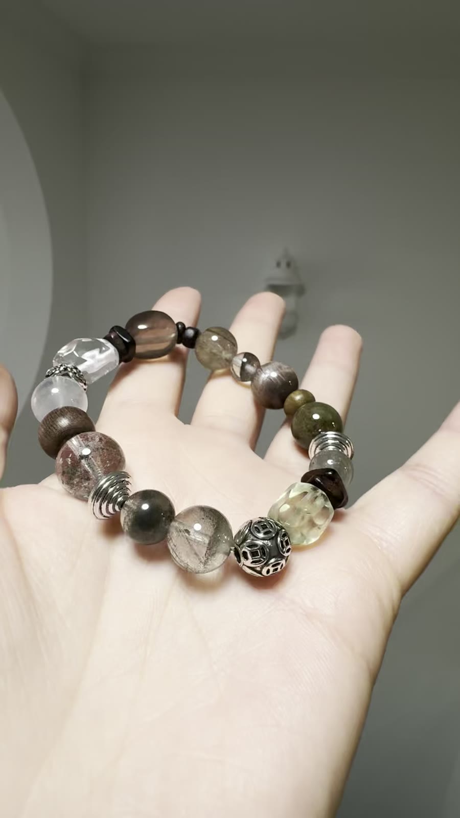 Groene fantoomkwarts kralenarmband
