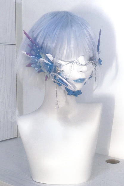 Cyberpunk Half-Face Mask with Butterfly Wing Accents
