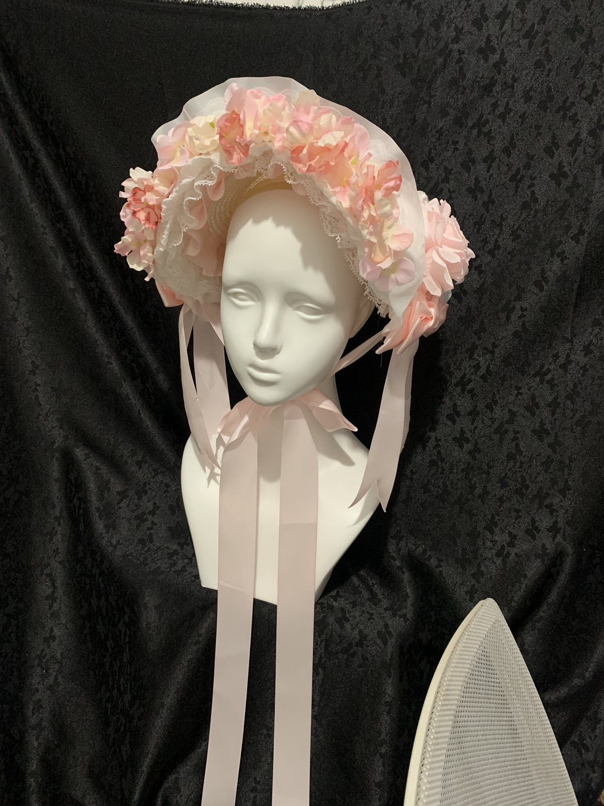 Pink Lace Flower Bonnet Hat