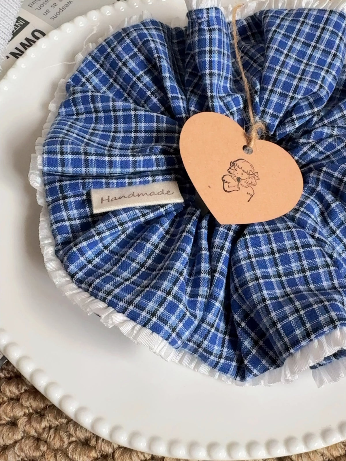 Cotton Plaid Ruffled Hair Scrunchie