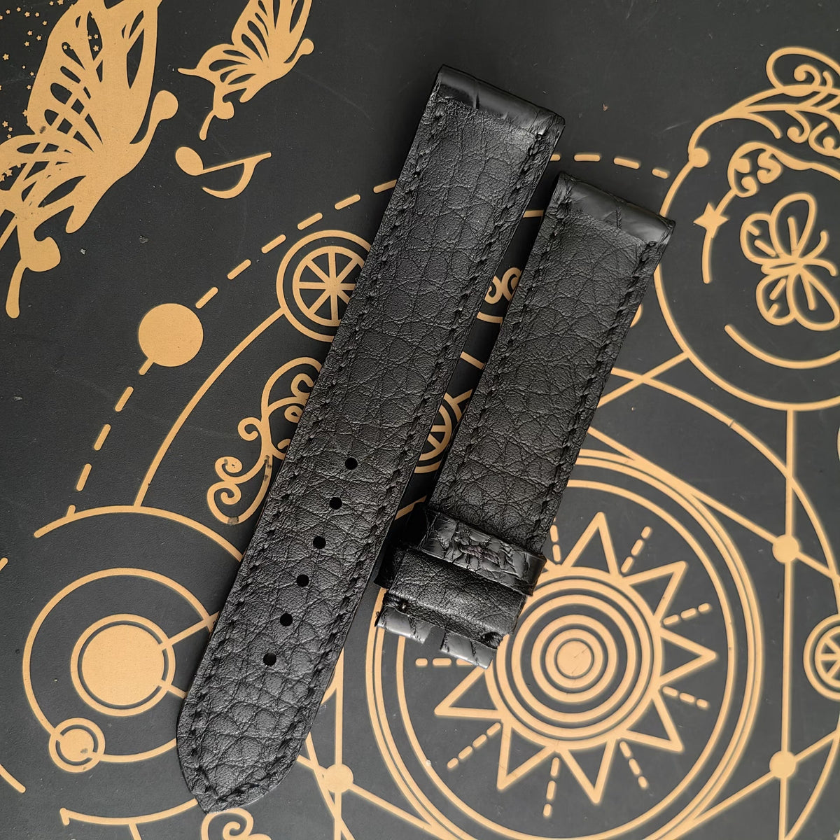 Black Crocodile Leather Watch Strap 21mm
