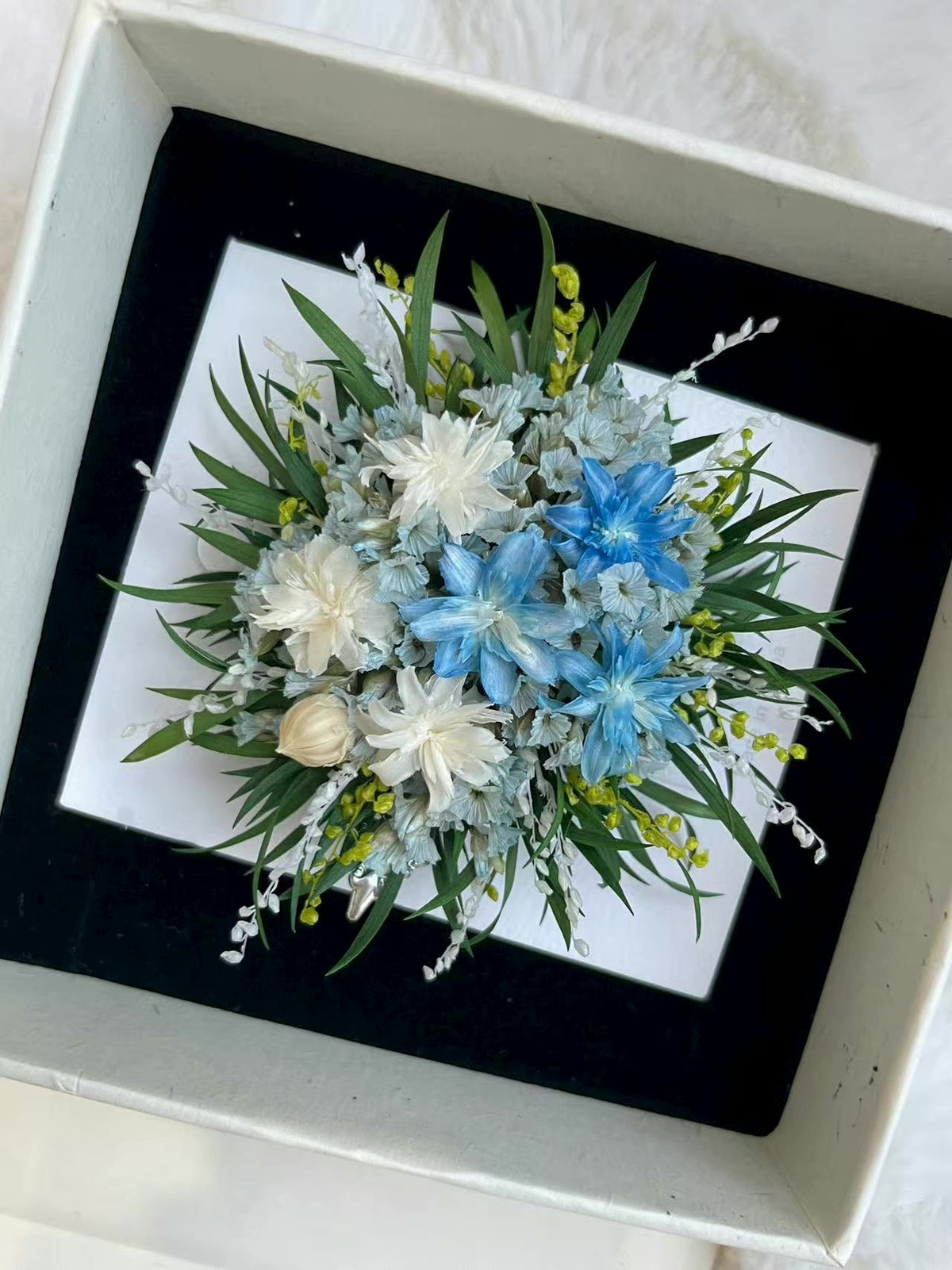 Preserved Flower Hair Clip Pink Blue