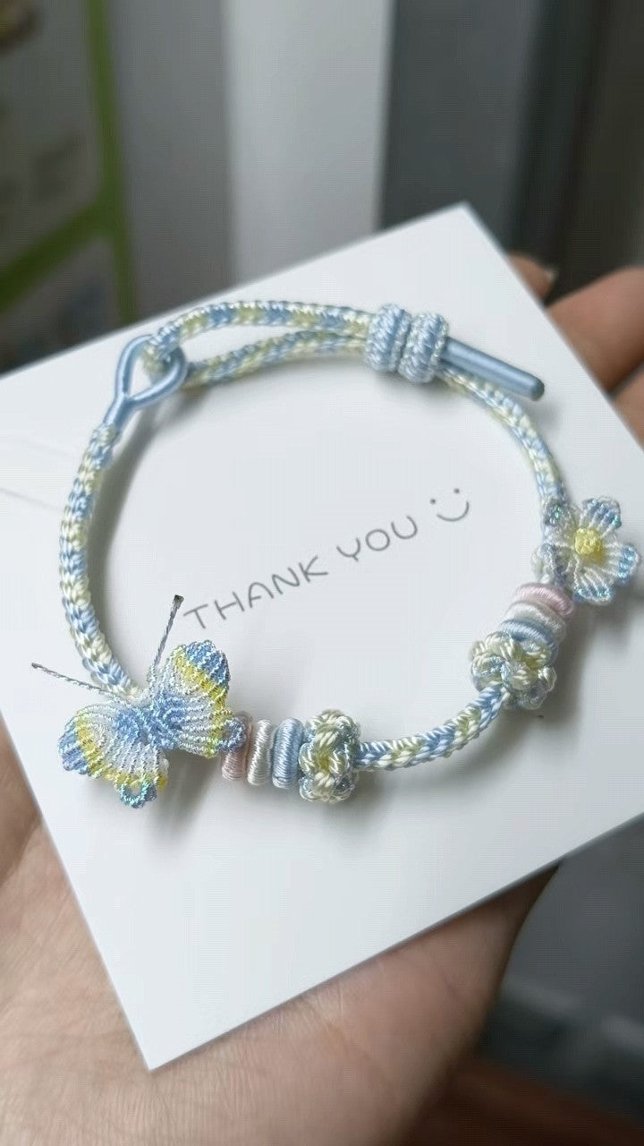 Handwoven Bracelet with Adjustable Sliding Knot
