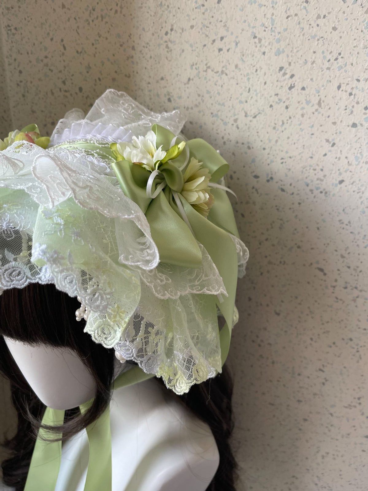 Lolita Green Bonnet with Satin Bows